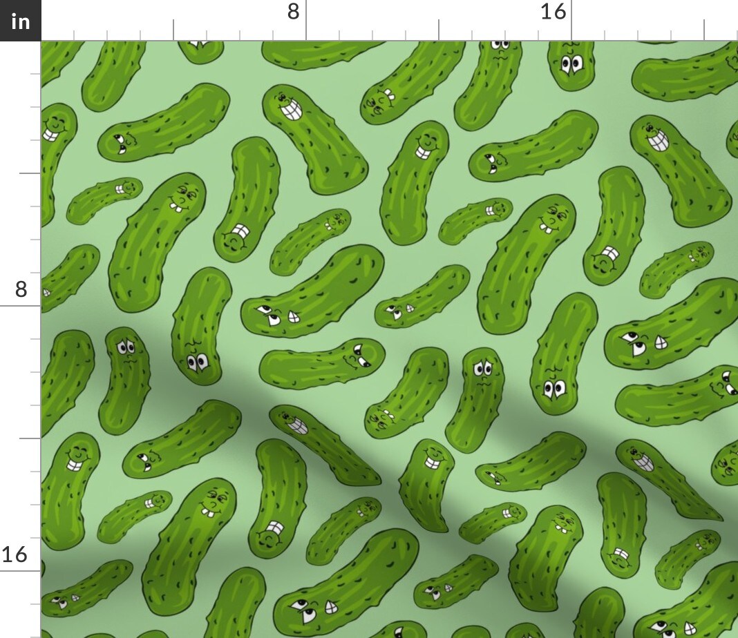 Pretty Pickles Pickled Cucumbers Jars Faces Custom Printed Fabric by Spoonflower Various Fabrics by the Yard or Fat Quarter