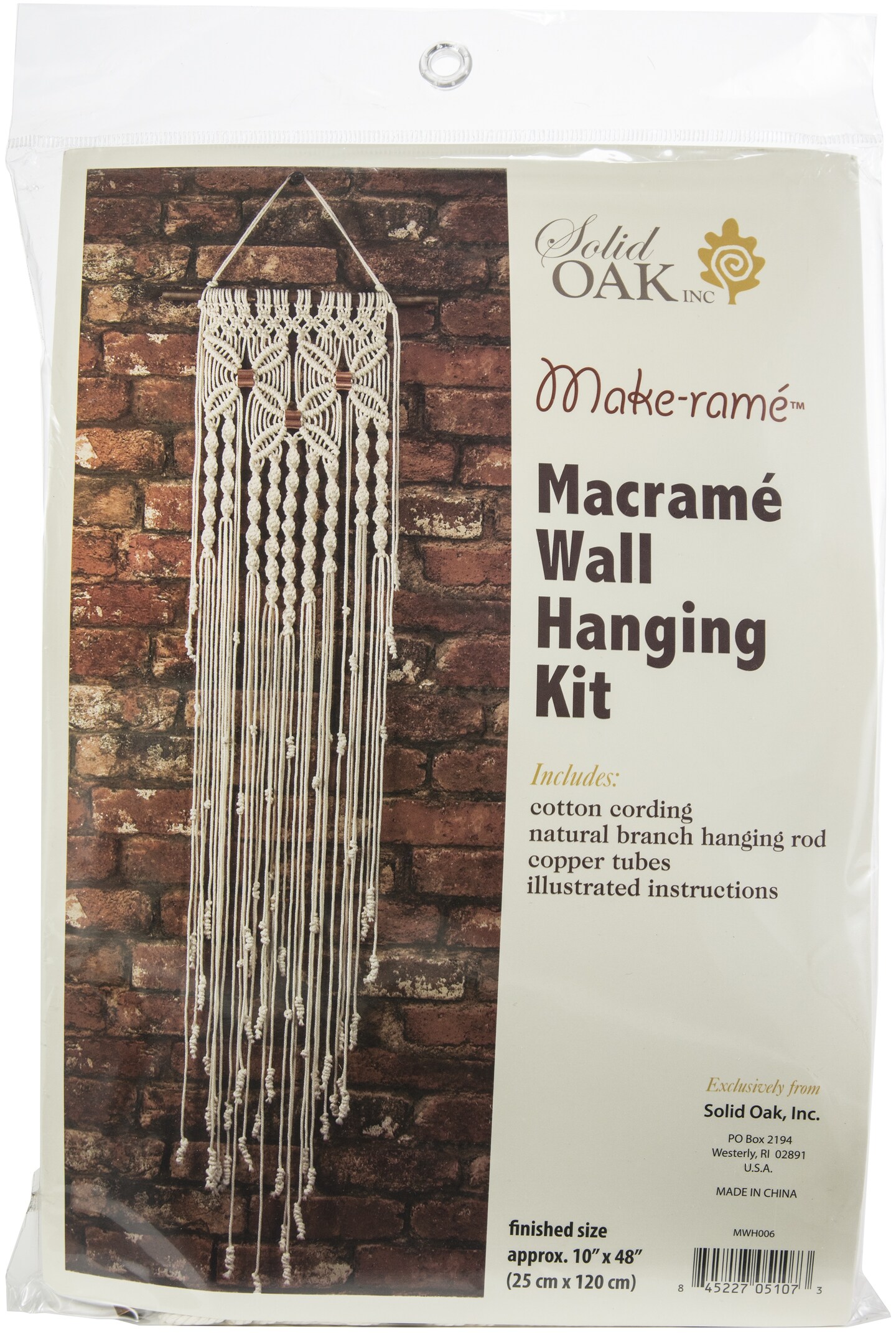 Solid Oak Macrame Wall Hanging Kit-Three Flowers