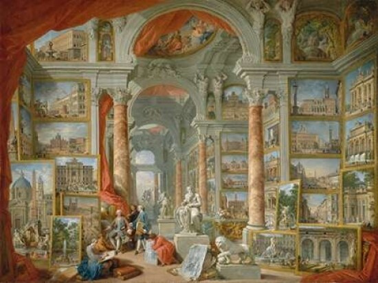 Galleria con vedute di Roma antica Poster Print by Giovanni Paolo Panini - Item # VARPDX3AA612