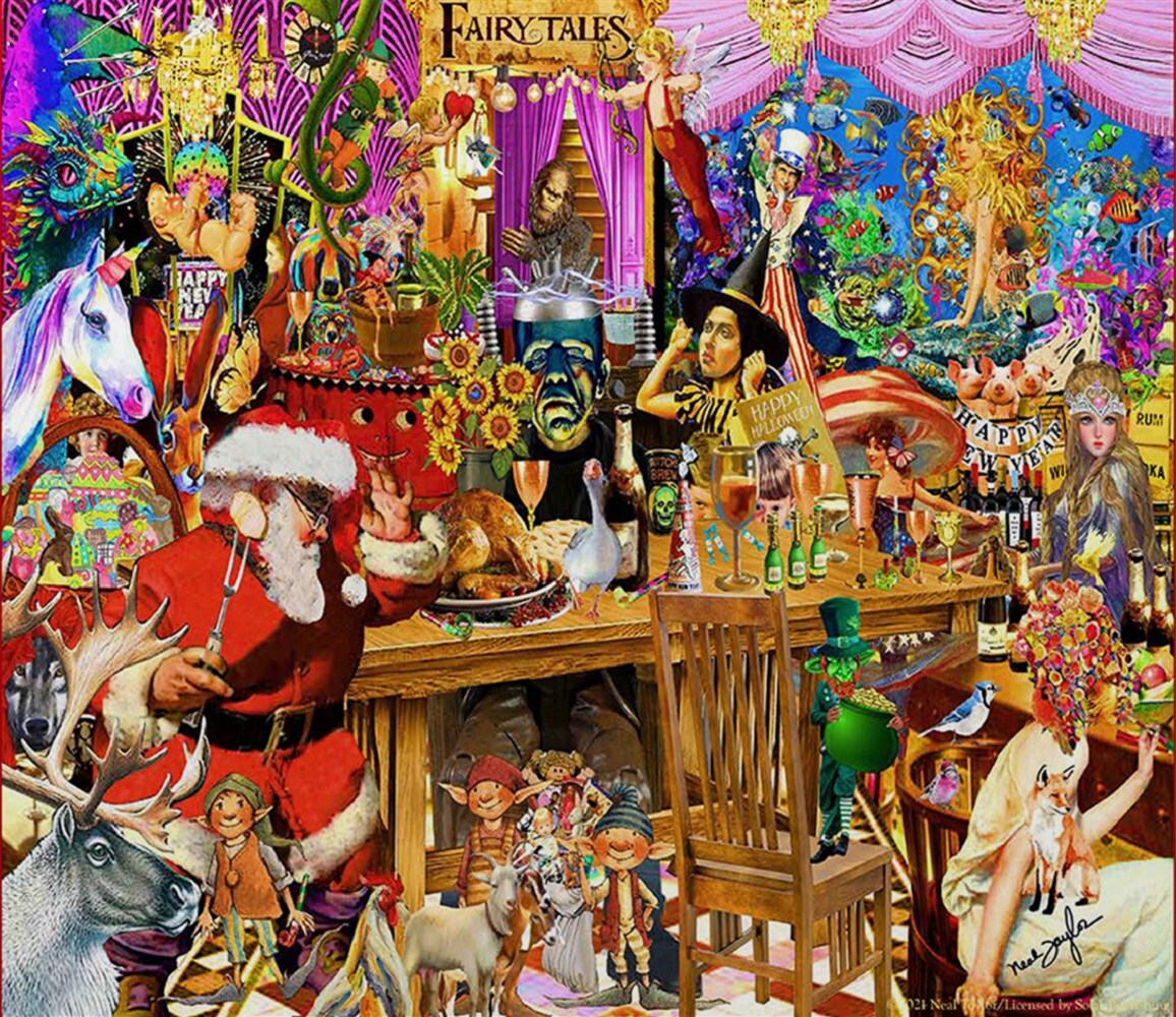 Sunsout Fairy Tale Collage 1000 pc Large Pieces Christmas Jigsaw Puzzle 61516