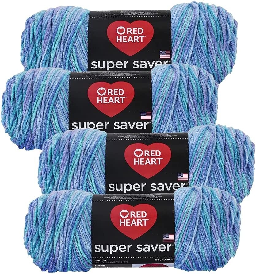 (Pack of 4) Red Heart Super Saver Yarn-Ocean