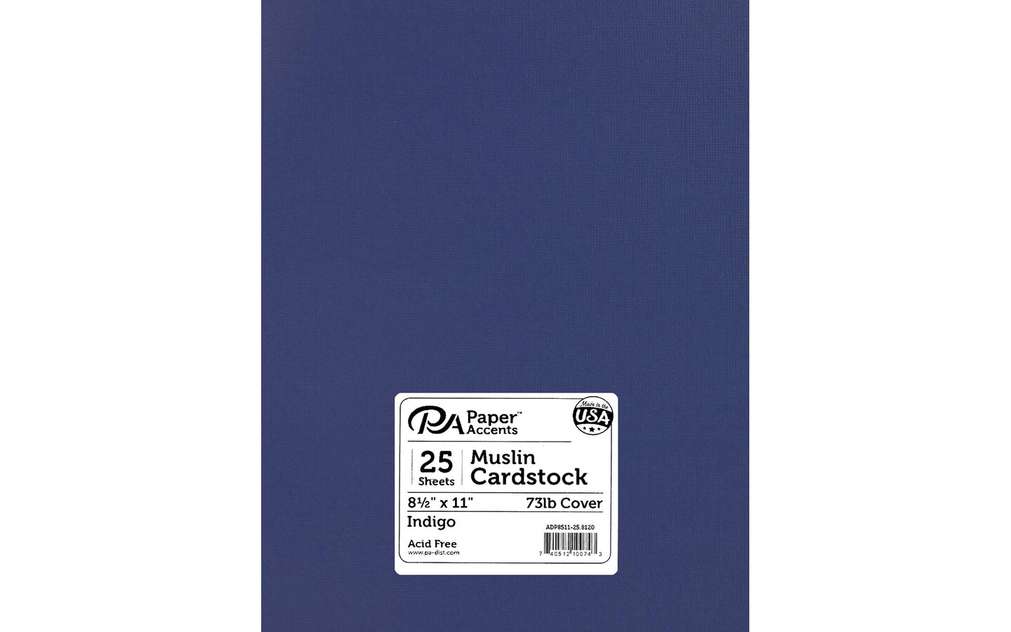PA Paper Accents Textured Cardstock 8.5" x 11" Indigo, 73lb colored