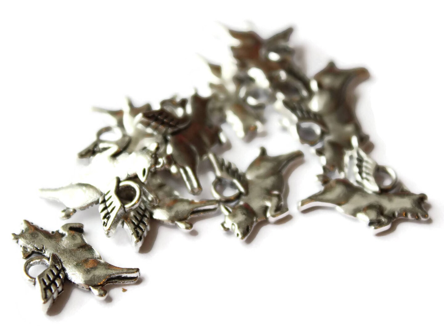 12 17mm Silver Flying Pig Charms Zinc Alloy Charms When Pigs Fly Pendants