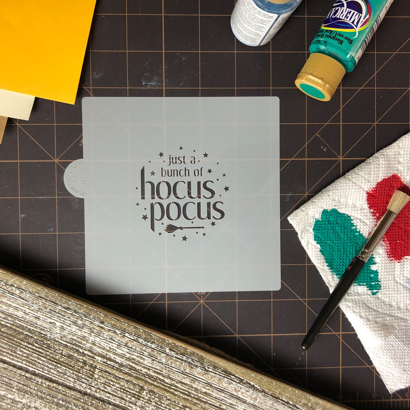 Hocus Pocus Cookie &#x26; Craft Stencil | CM156 by Designer Stencils | Cookie Decorating Tools | Baking Stencils for Royal Icing, Airbrush, Dusting Powder | Craft Stencils for Canvas, Paper, Wood | Reusable Food Grade Stencil