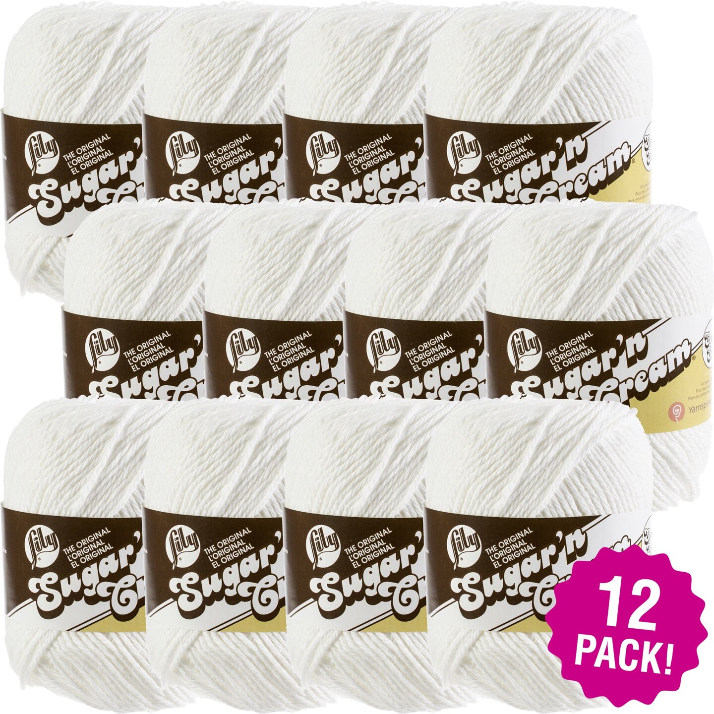 Multipack of 24 - Lily Sugar&#x27;n Cream Yarn - Solids Super Size-White