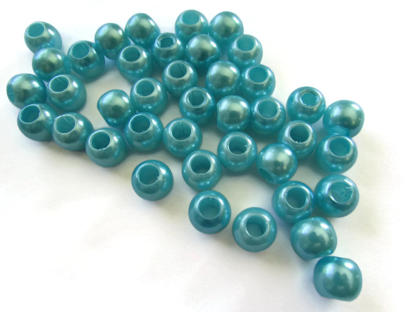 40 12mm Large Hole Pearls Sky Blue Plastic Pearl Beads Round Pearl Beads