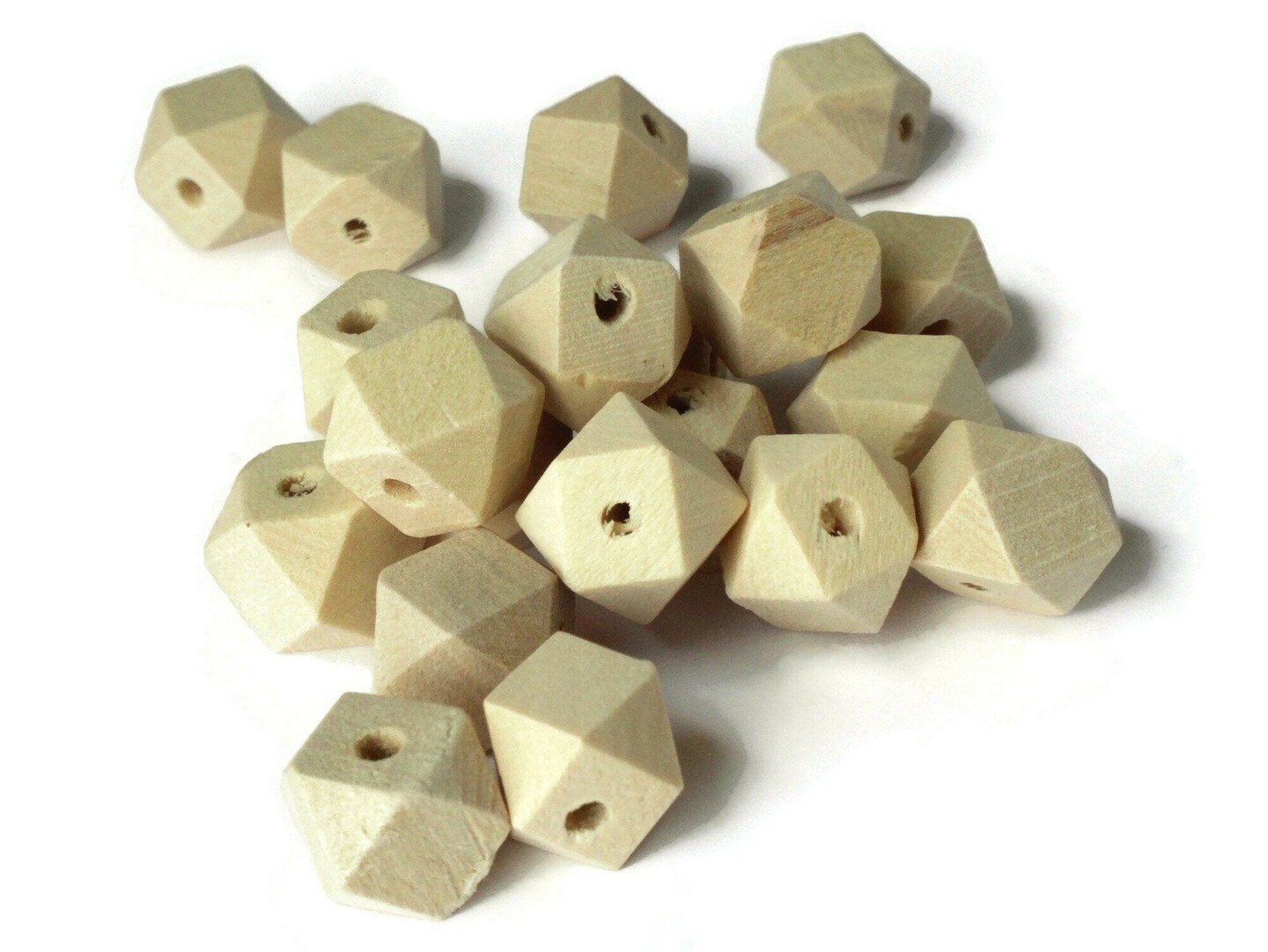 20 12mm Faceted Cube Raw Wood Beads Light Brown Wooden Beads