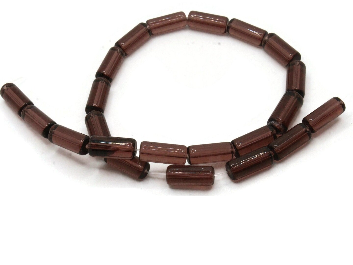 22 15mm Clear Purple Glass Tube Beads