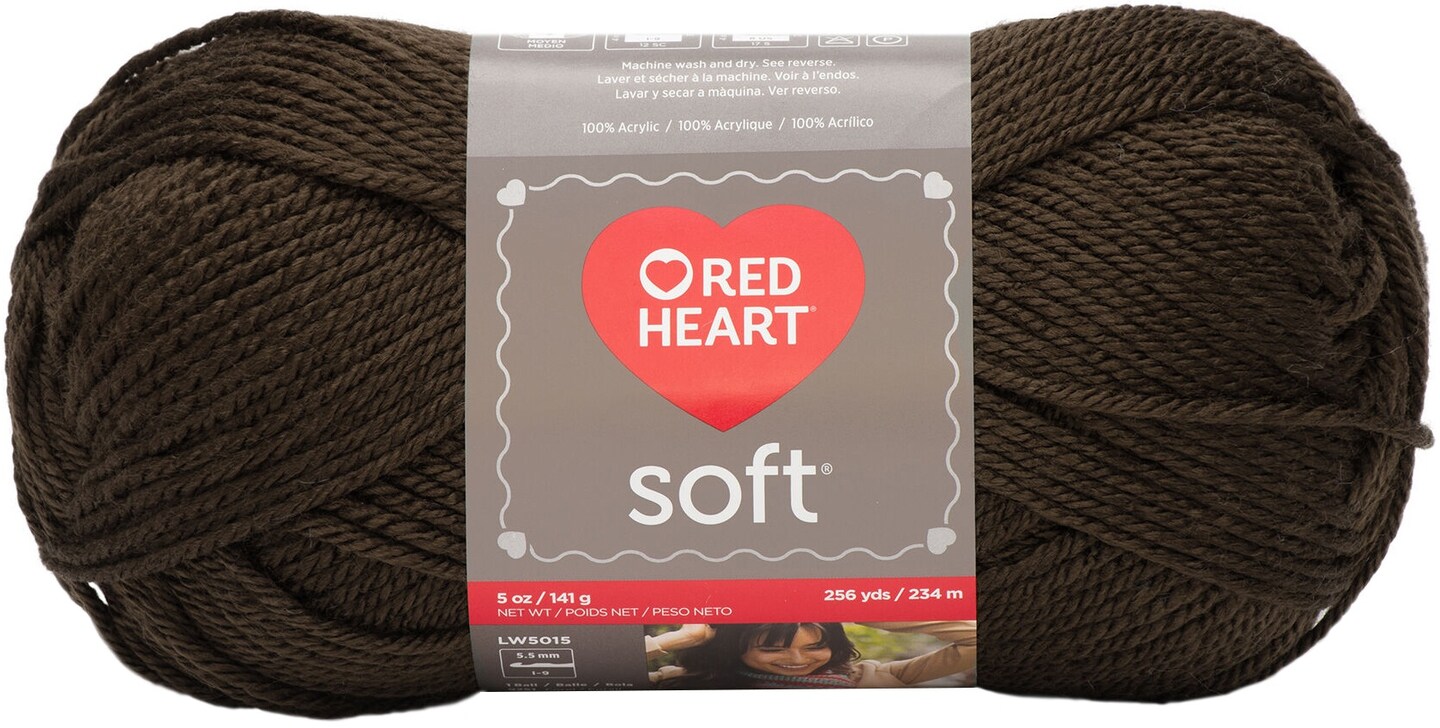 Red Heart Soft Chocolate Yarn - 3 Pack of 141g/5oz - Acrylic - 4 Medium (Worsted) - 256 Yards - Knitting/Crochet