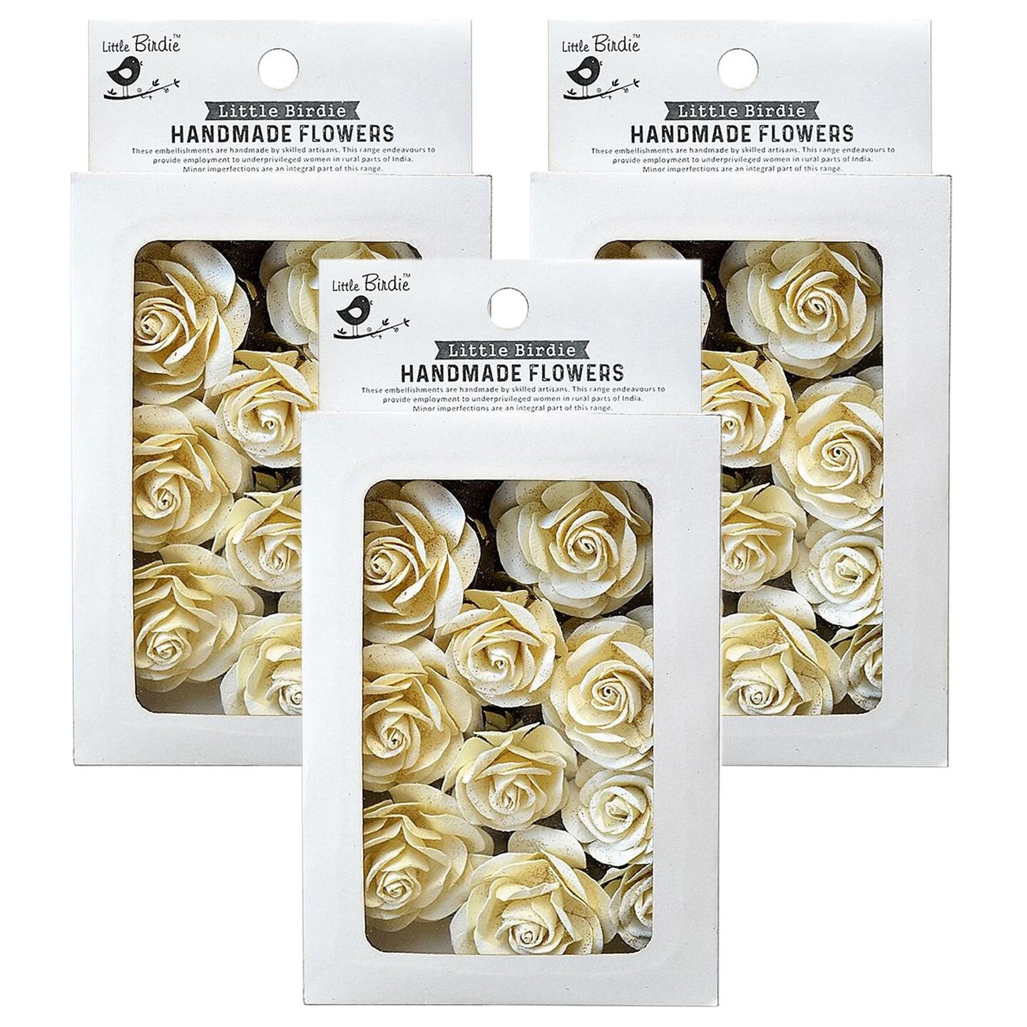 Pack of 3 - Little Birdie Whitney Paper Flowers 14/Pkg-Amor Mio