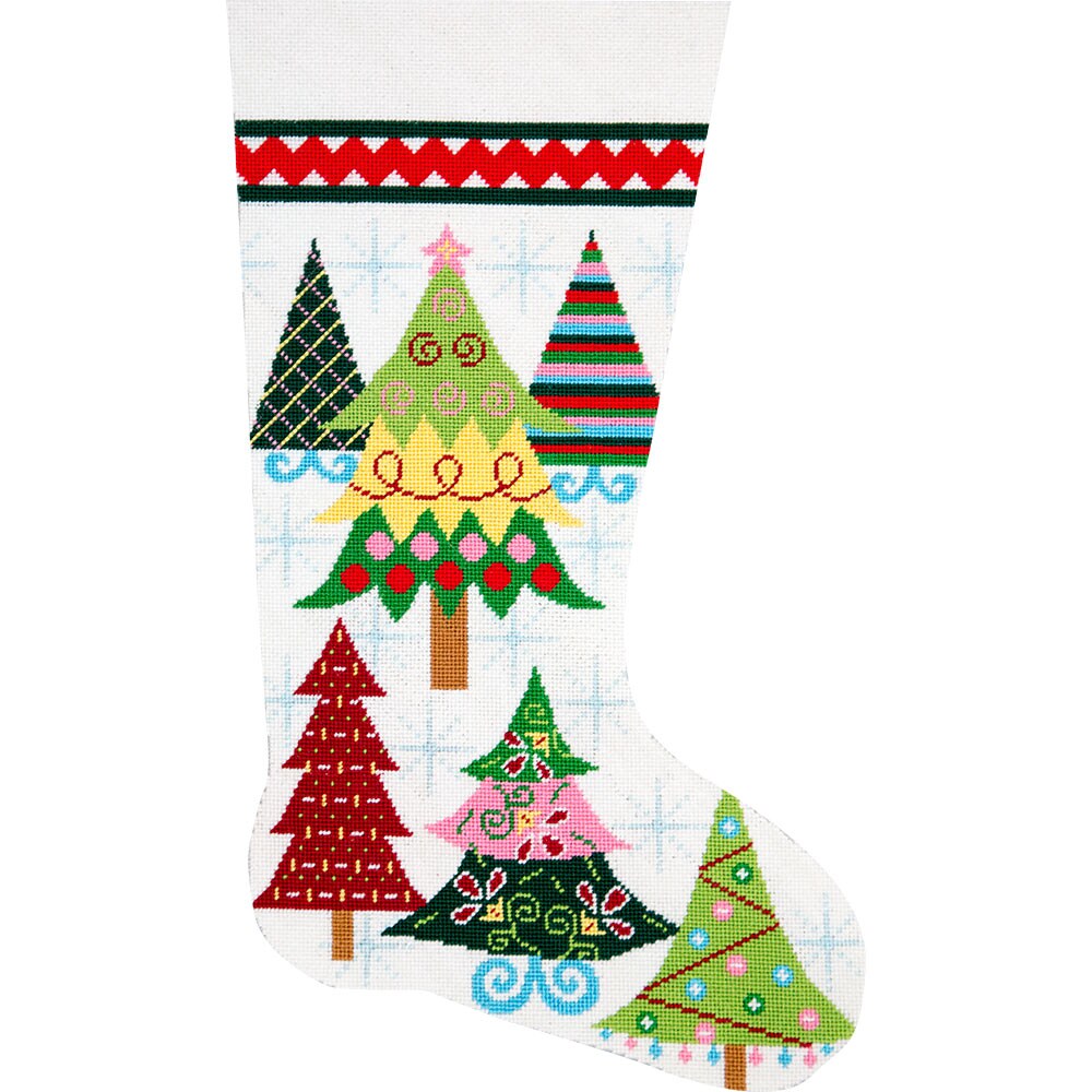 Alice Peterson Home Creations Holiday Edition Needlepoint Stocking Kit- Merry Christmas Trees- Large, Deluxe SizeÂ…