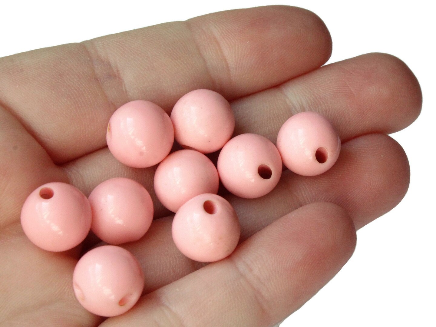 9 11mm or 7/16 Inch Bubble Gum Pink Ball Buttons - Round Vintage Lucite Buttons
