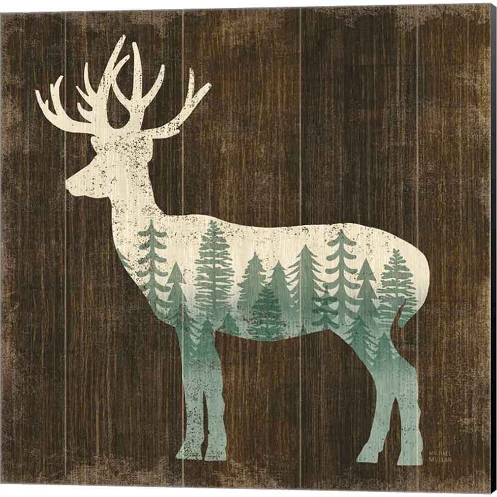 Simple Living Deer &#x26; Moose Silhouette by Michael Mullan 14&#x22; x 14&#x22; Canvas Wall Art (Set of 2)