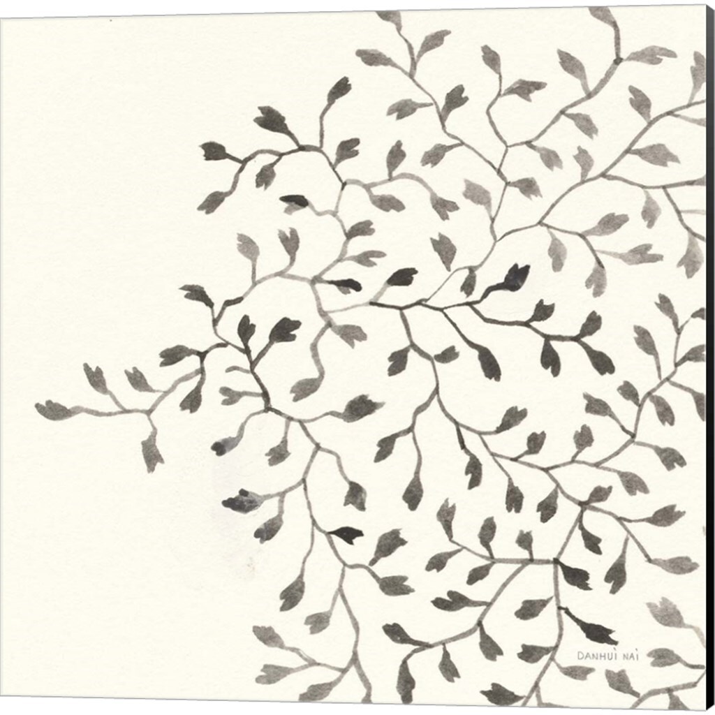 Ink Leaf by Danhui Nai 14&#x22; x 14&#x22; Canvas Wall Art (Set of 2)