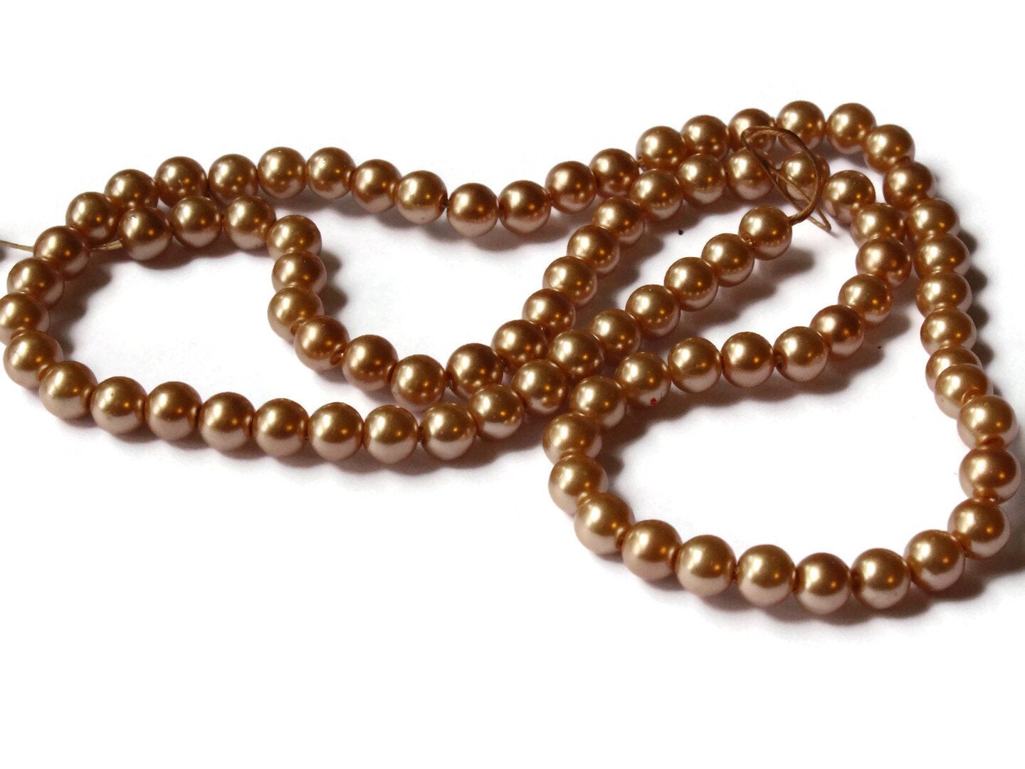 80 6mm Golden Orange Round Vintage Plastic Faux Pearl Beads