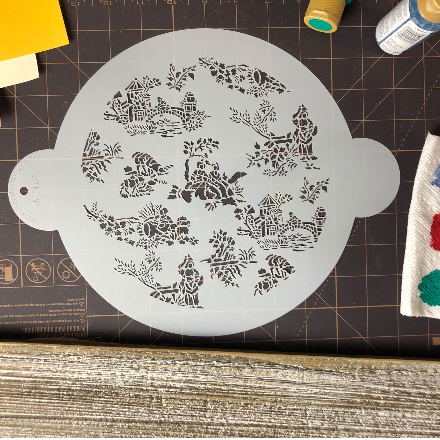 Small French Toile Cake Stencil | C163 by Designer Stencils | Cake Decorating Tools | Baking Stencils for Royal Icing, Airbrush, Dusting Powder | Reusable Plastic Food Grade Stencil for Cakes | Easy to Use & Clean Cake Stencil