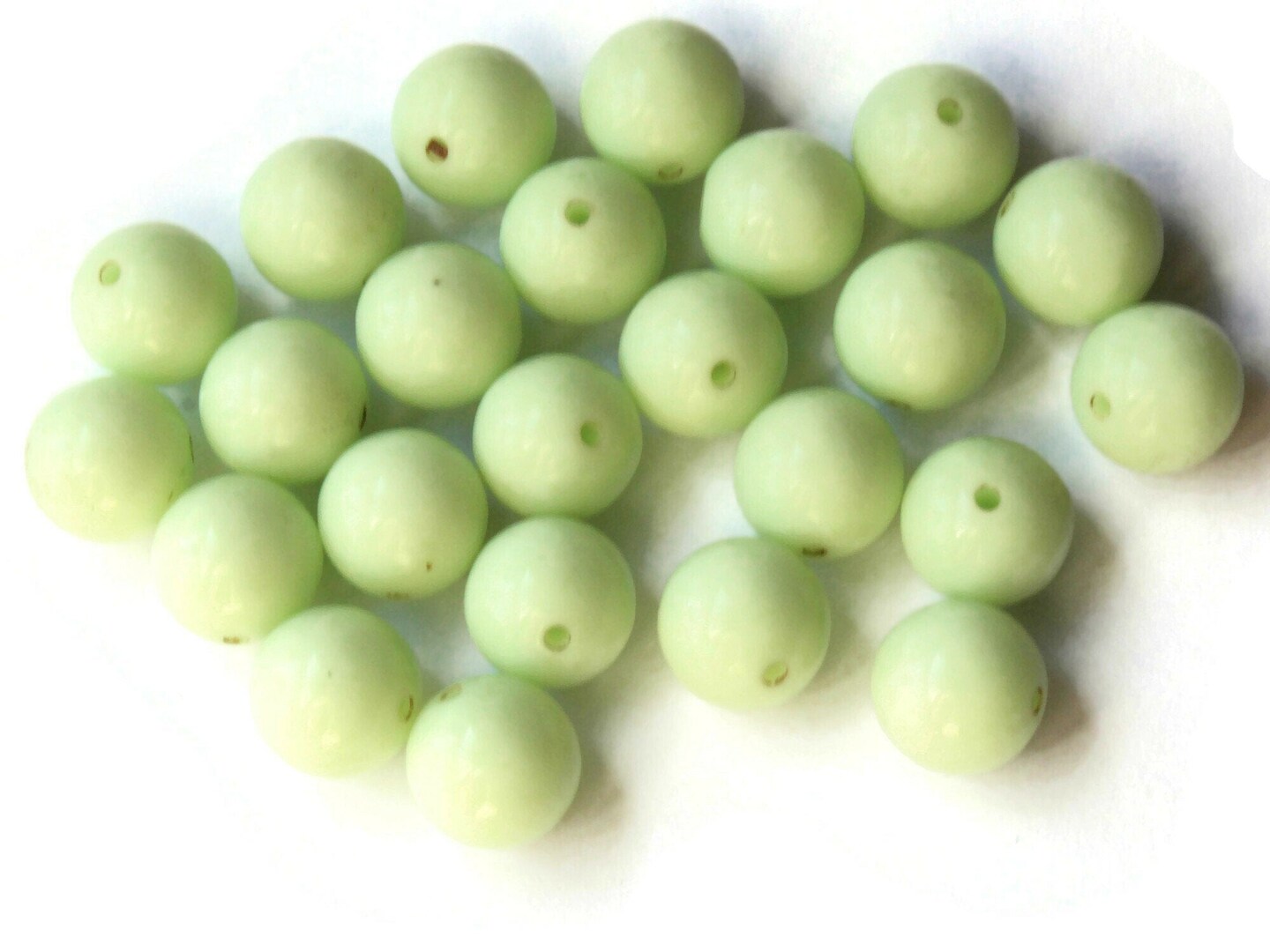20 12mm Beads Large Round Light Green Vintage Lucite Beads Celadon Ball Beads