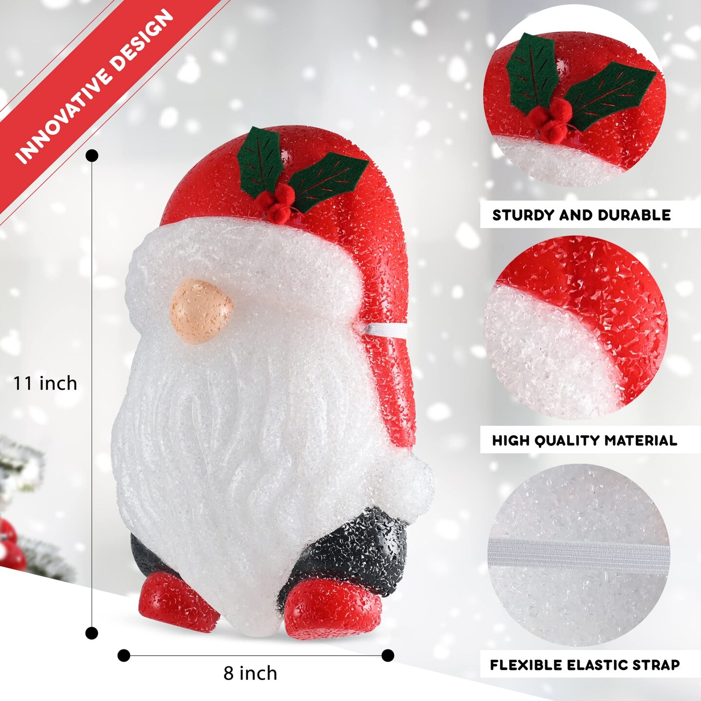 Ornativity Gnome Porch Light Cover - Gnome Head Outdoor Front Porch Lamp Holiday Decoration Covers - Set of 2