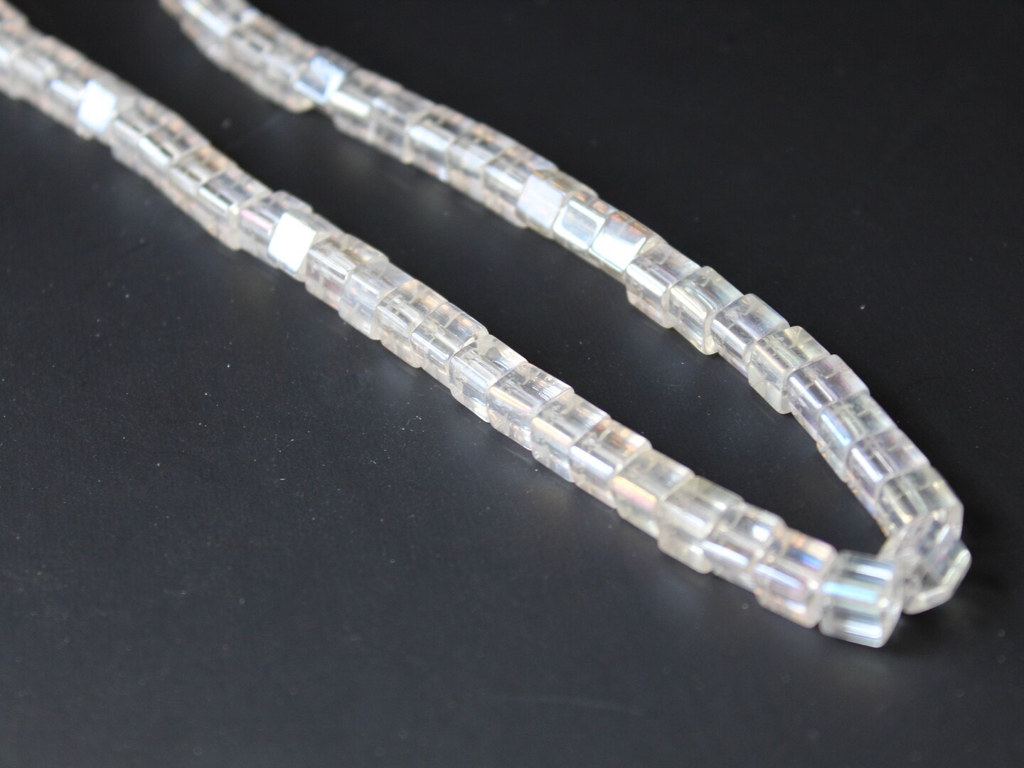 49 6mm Clear Crystal Cube Beads Crystal Glass Beads Full Strand Colorless Spacer Beads
