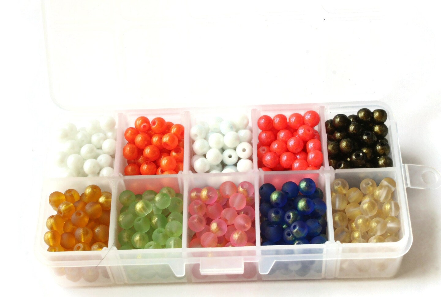 10 Colors 6mm Round Glass Mixed Color Beads Kit
