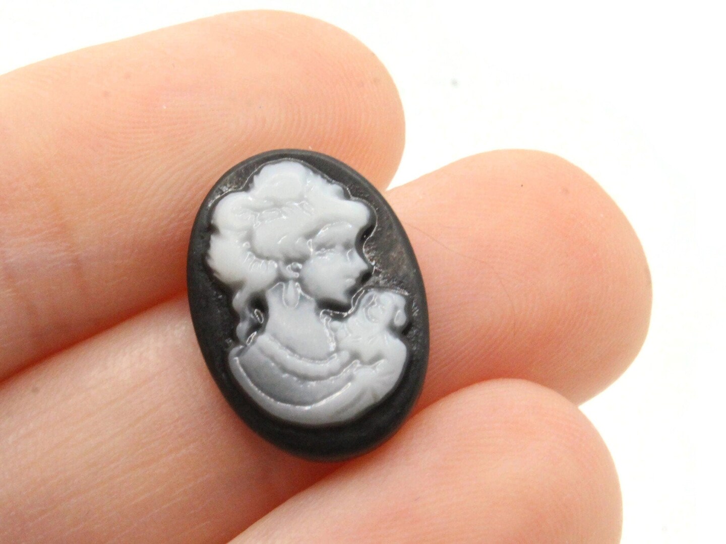 10 18x13mm Black Cameos Flatback Cameo Victorian Woman&#x27;s Face Resin Cabochons