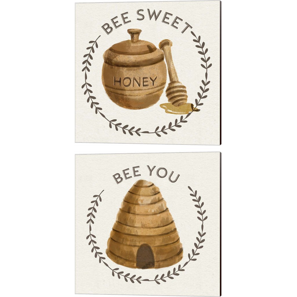 Bee Hive by Bannarot 14&#x22; x 14&#x22; Canvas Wall Art (Set of 2)