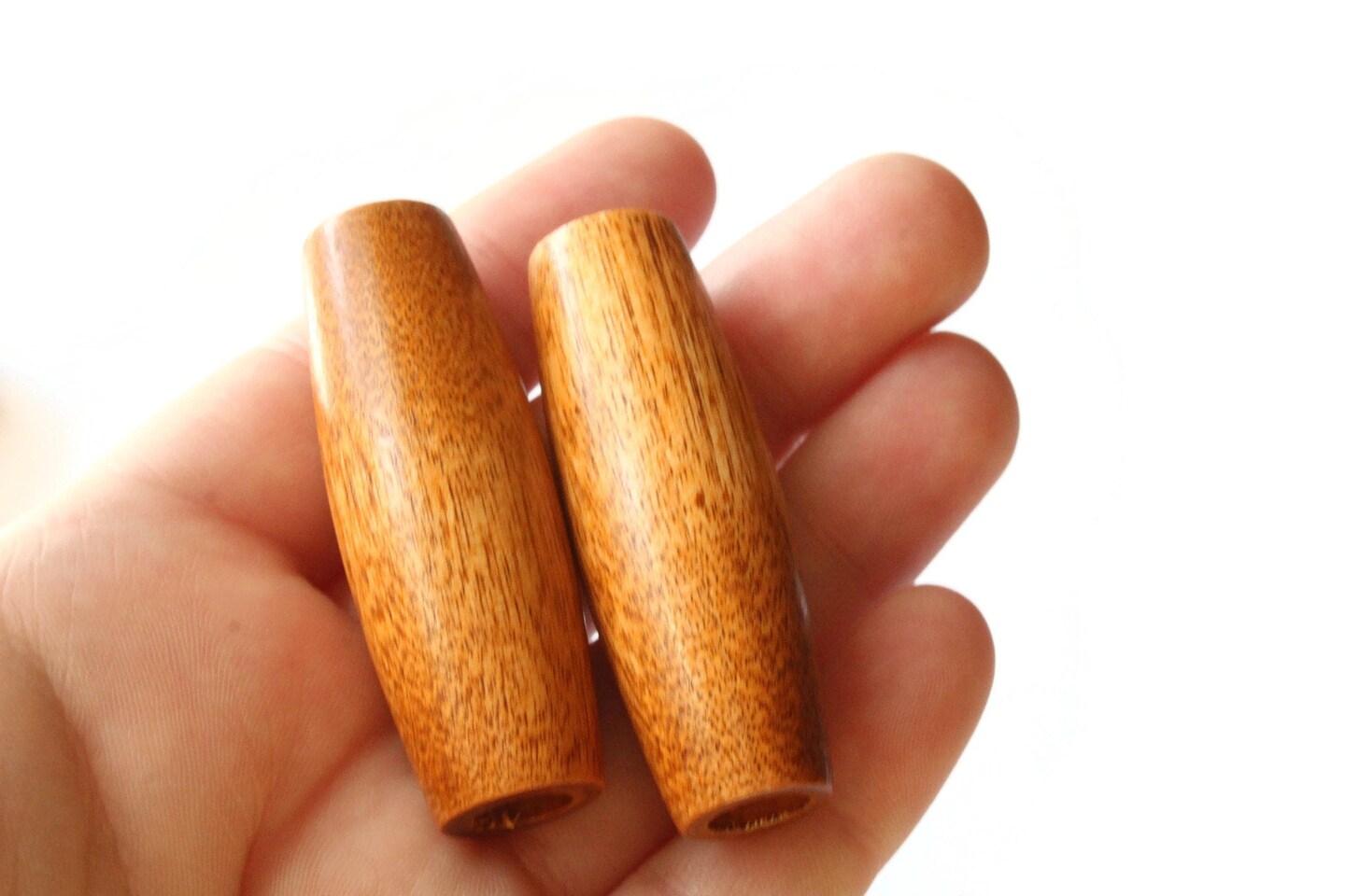 4 2 Inch Long Large Brown Tube Beads Vintage Wood Beads Large Hole Wooden Beads
