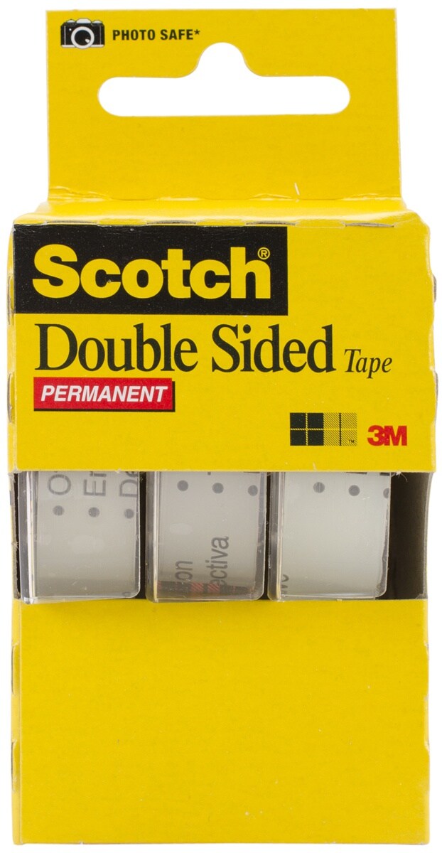 Scotch Permanent Double-Sided Tape .5X250 Each 3/Pkg - 750 IN