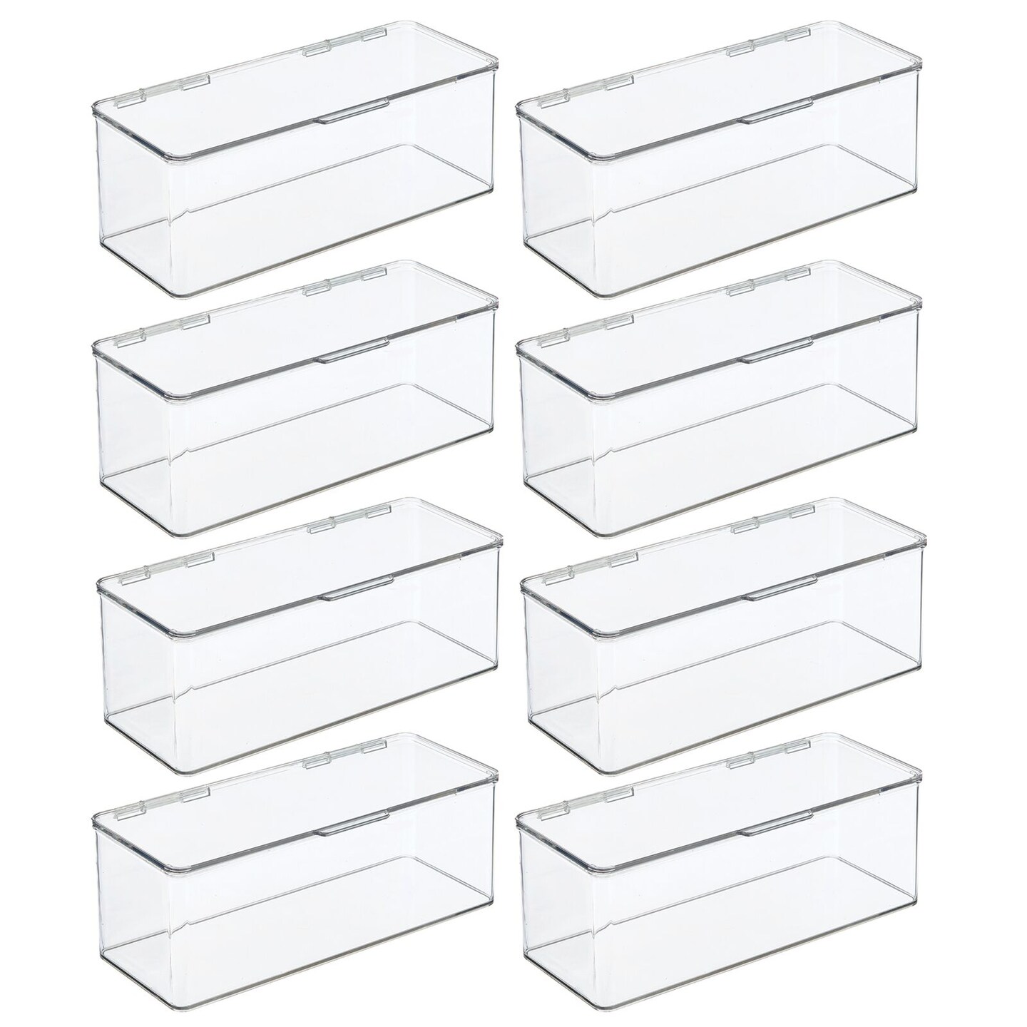 mDesign Plastic Stackable Storage Bin with Hinged Lid - 8 Pack
