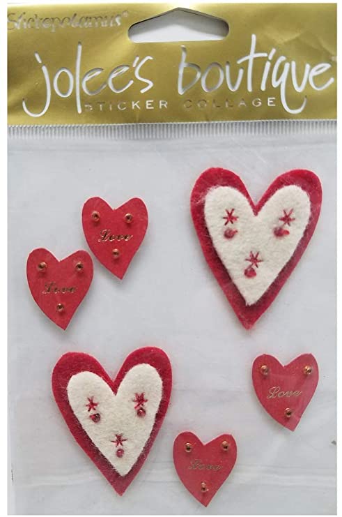Jolee&#x27;s Boutique Vintage Felt Hearts Dimensional Scrapbook Stickers