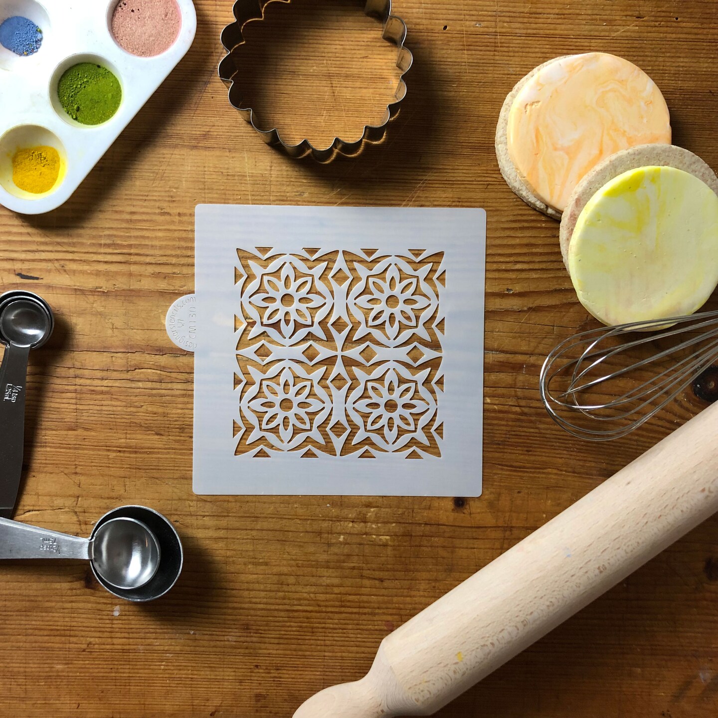 Flower Tile Cookie & Craft Stencil, CM130 by Designer Stencils, Cookie  Decorating Tools