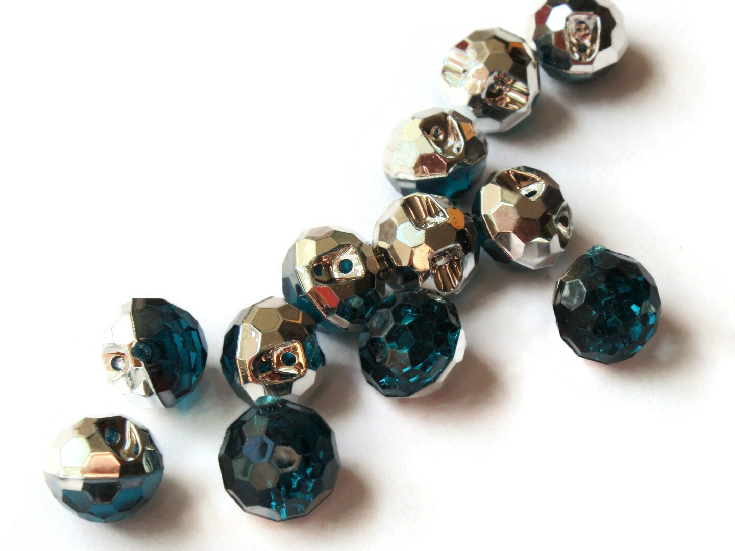 14 12mm Emerald Green Button Teal Acrylic Buttons Faceted Round Shank Buttons