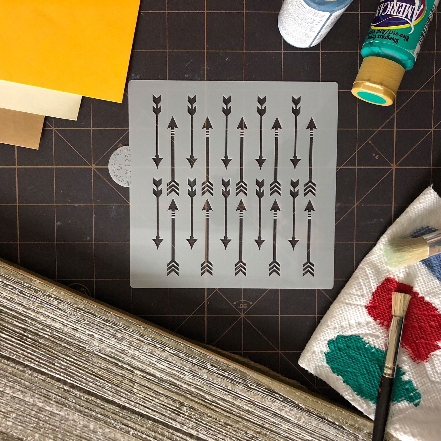Arrow All Over Pattern Cookie & Craft Stencil | CM123 by Designer Stencils | Cookie Decorating Tools | Baking Stencils for Royal Icing, Airbrush, Dusting Powder | Craft Stencils for Canvas, Paper, Wood | Reusable Food Grade Stencil