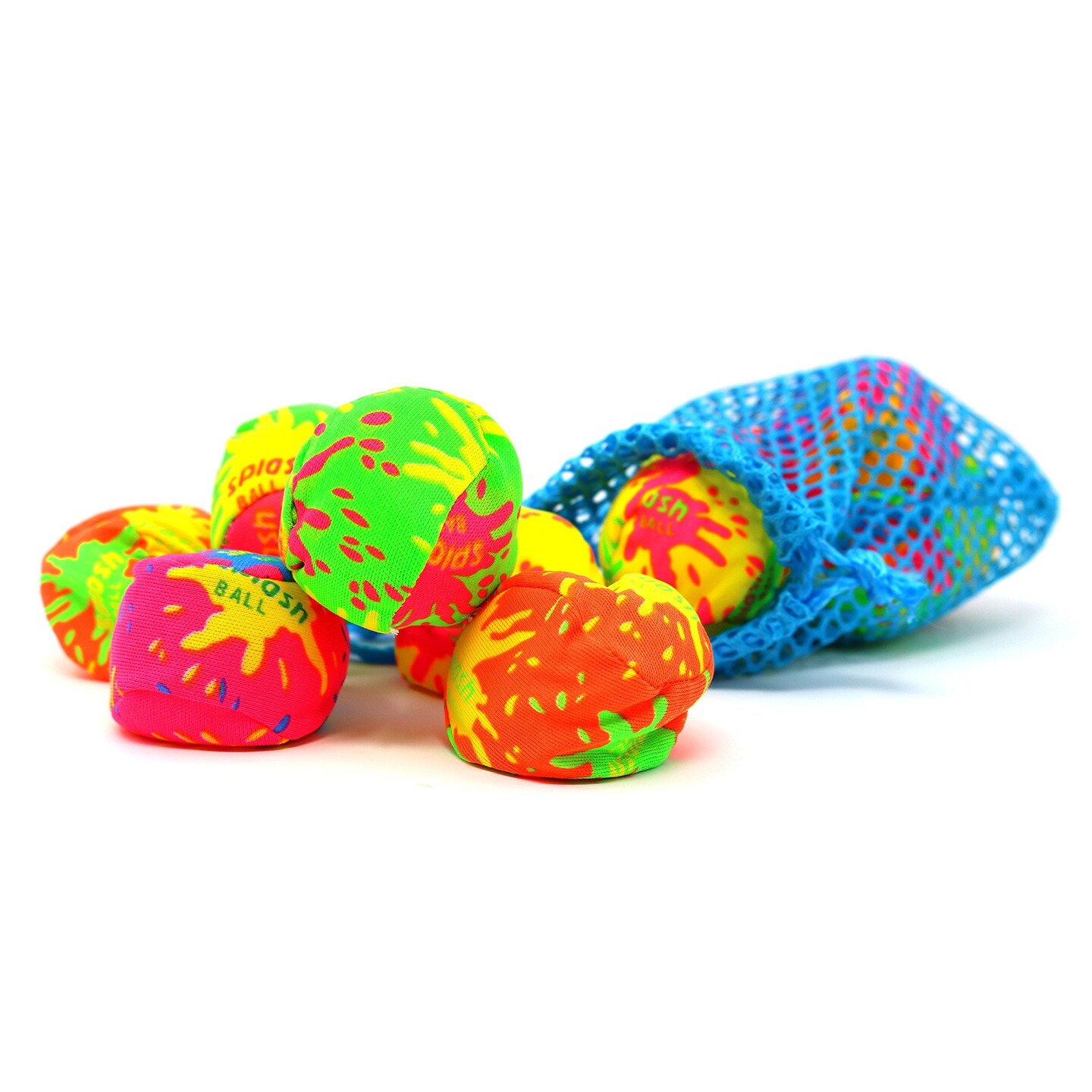 Big Mo&#x27;s Toys Splash Balls - Neon Drawstring Mesh Bag and Cool Water Balls for Pool - 12 Pack Set