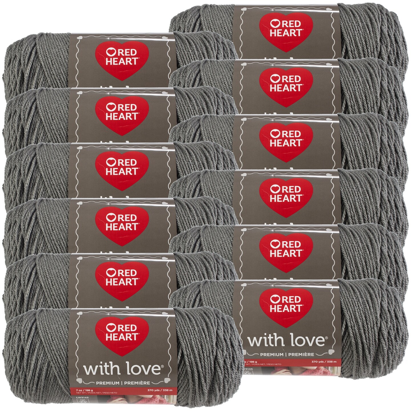 Multipack of 12 - Red Heart With Love Yarn-Pewter