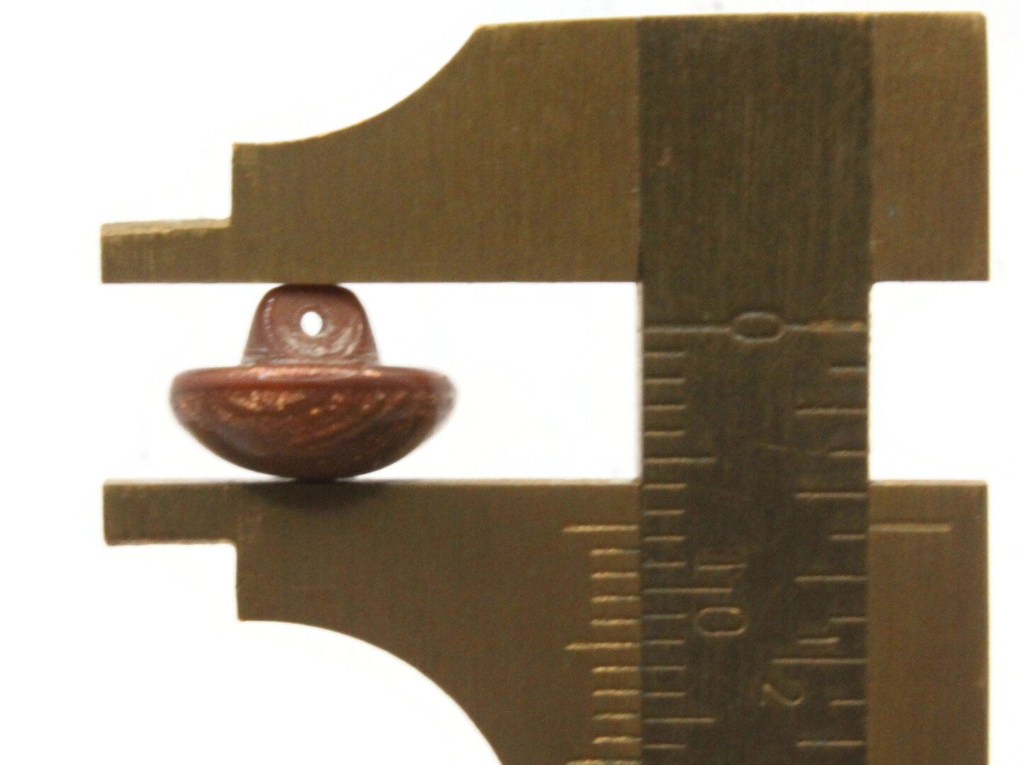6 11mm Vintage Brown and Gold Glass Shank Buttons Sewing Notions