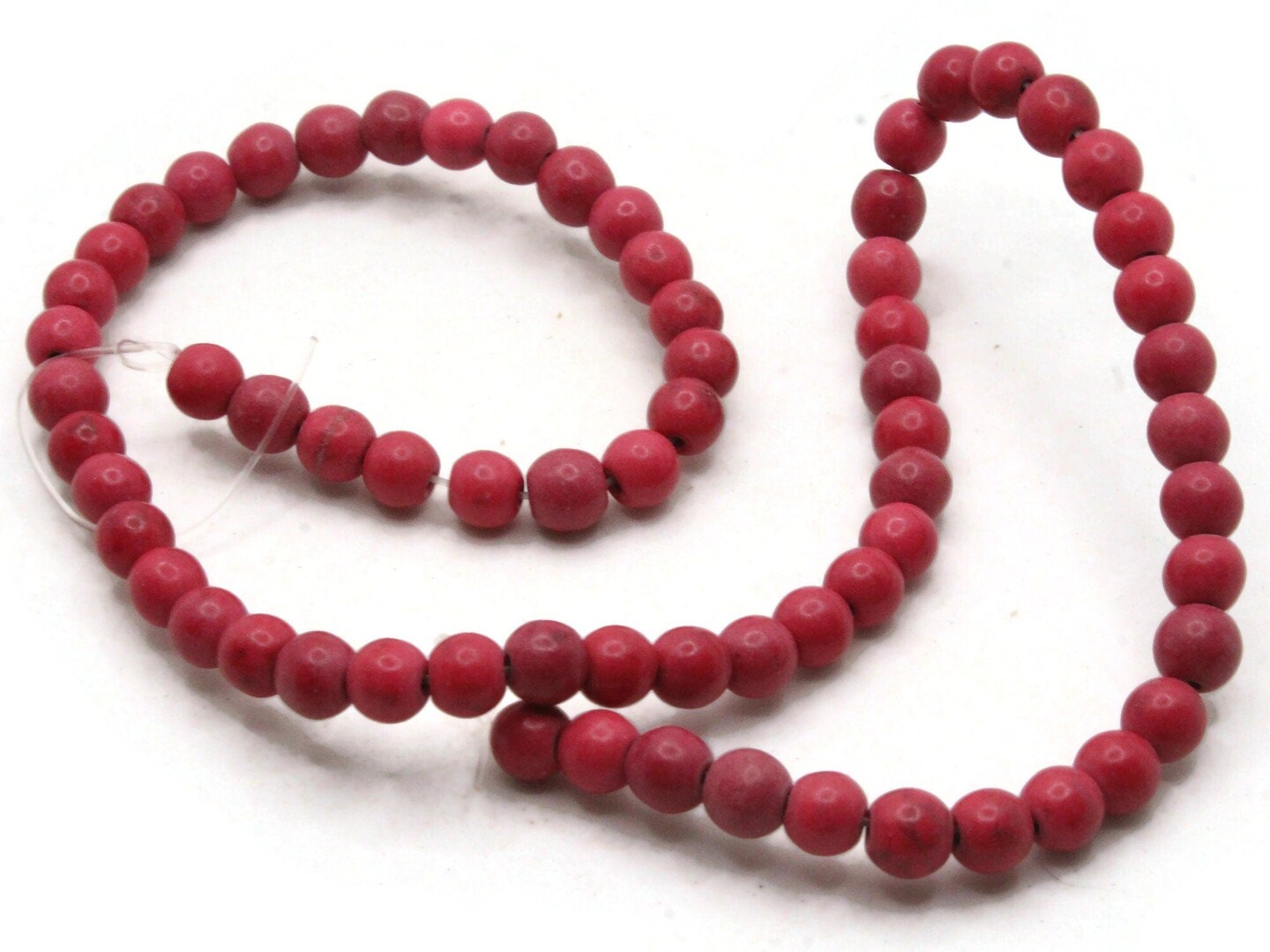 68 5mm to 6mm Round Dyed Pink Howlite Stone Beads