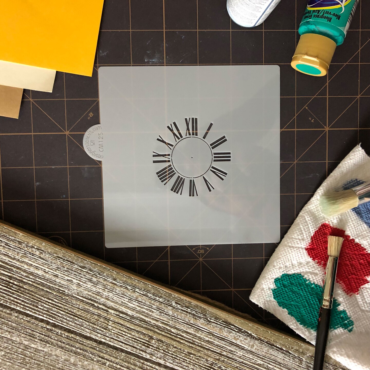Roman Numeral Clock Cookie &#x26; Craft Stencil | CM125 by Designer Stencils | Cookie Decorating Tools | Baking Stencils for Royal Icing, Airbrush, Dusting Powder | Craft Stencils for Canvas, Paper, Wood | Reusable Food Grade Stencil