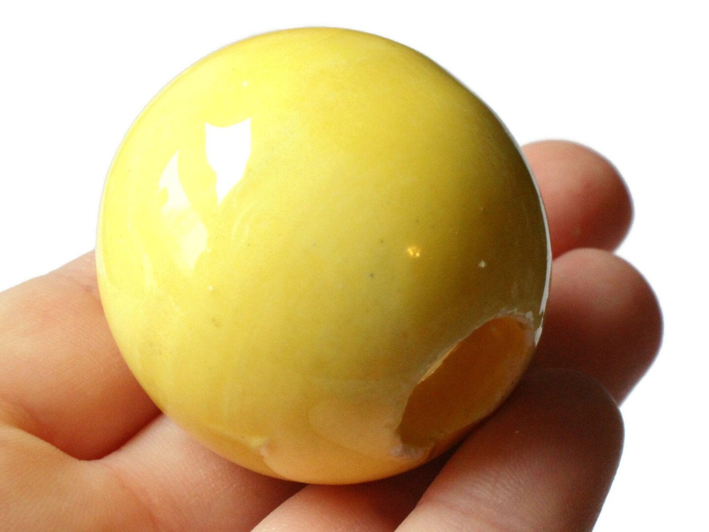 38mm Round Yellow Bead Vintage Macrame Ceramic Porcelain Bead