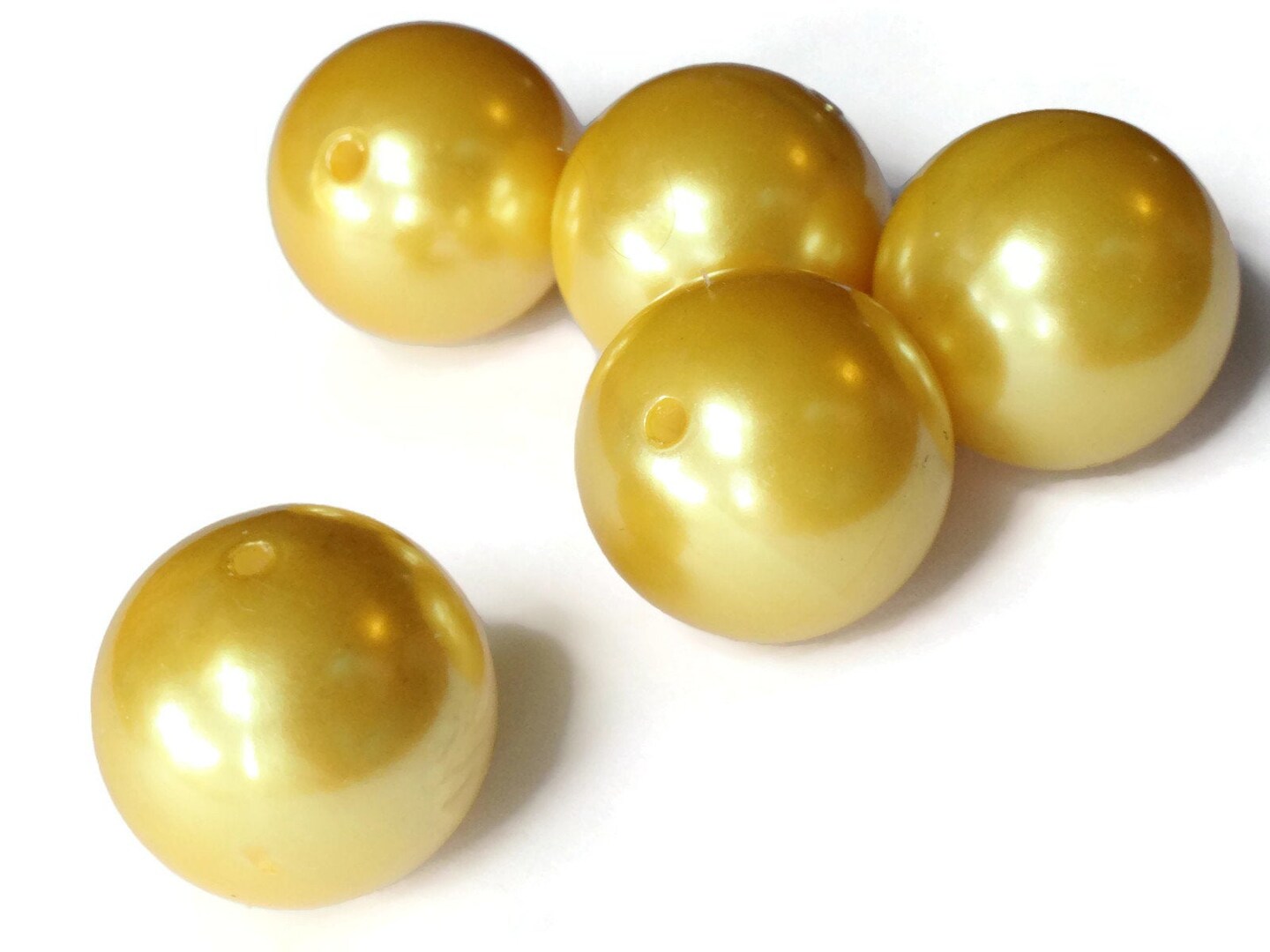 5 26mm Round Yellow Pearls Plastic Faux Pearl Beads