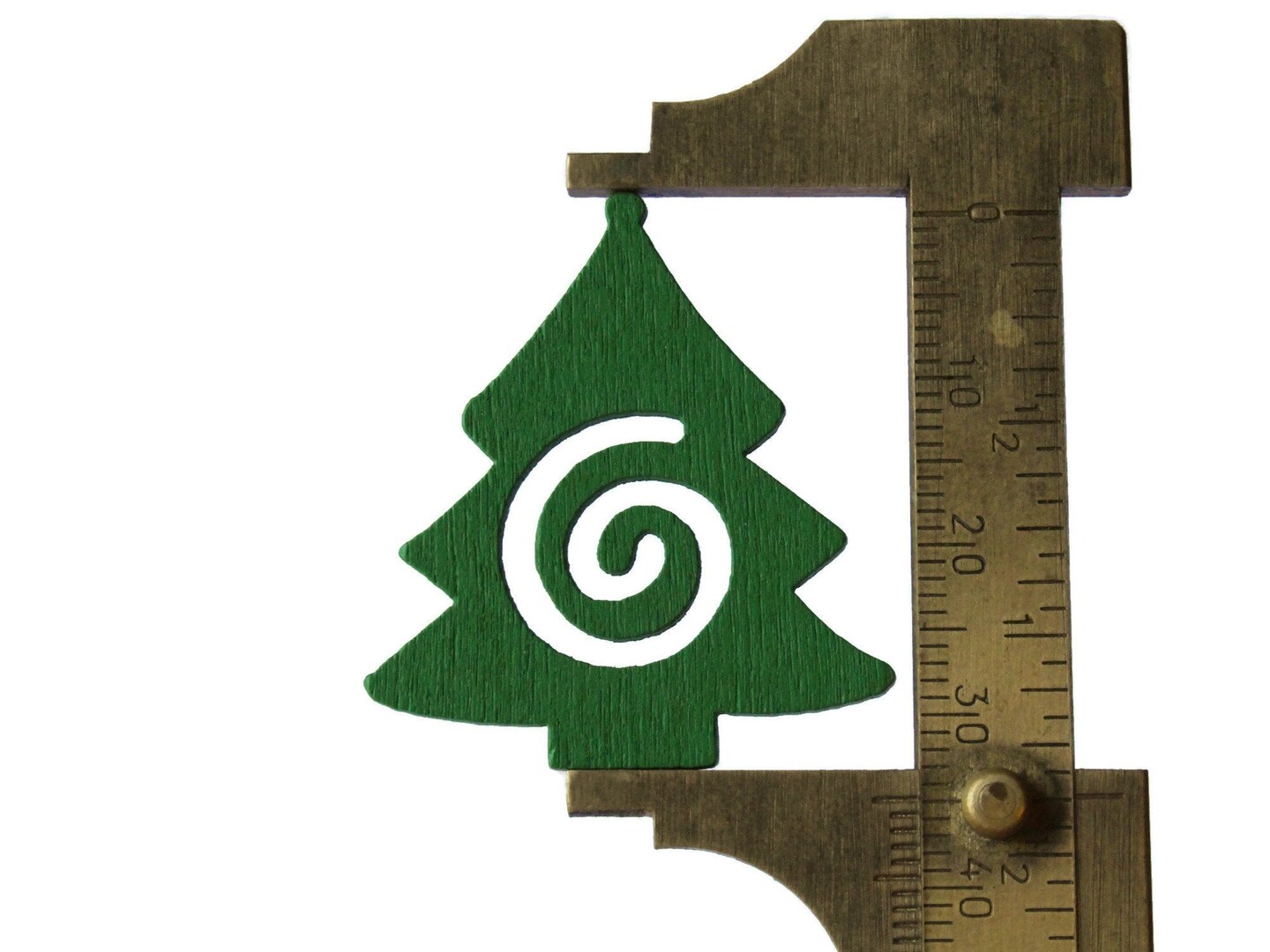 30 34mm Evergreen Tree Cabochons Wood Christmas Tree Beads