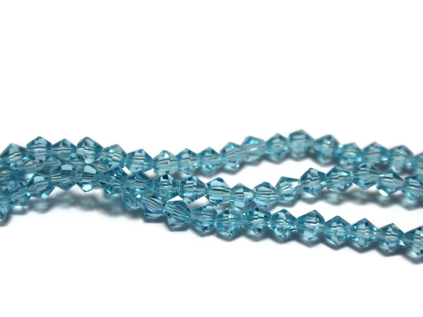 118 4mm Light Blue Crystal Faceted Bicone Beads Full Strand Glass Beads