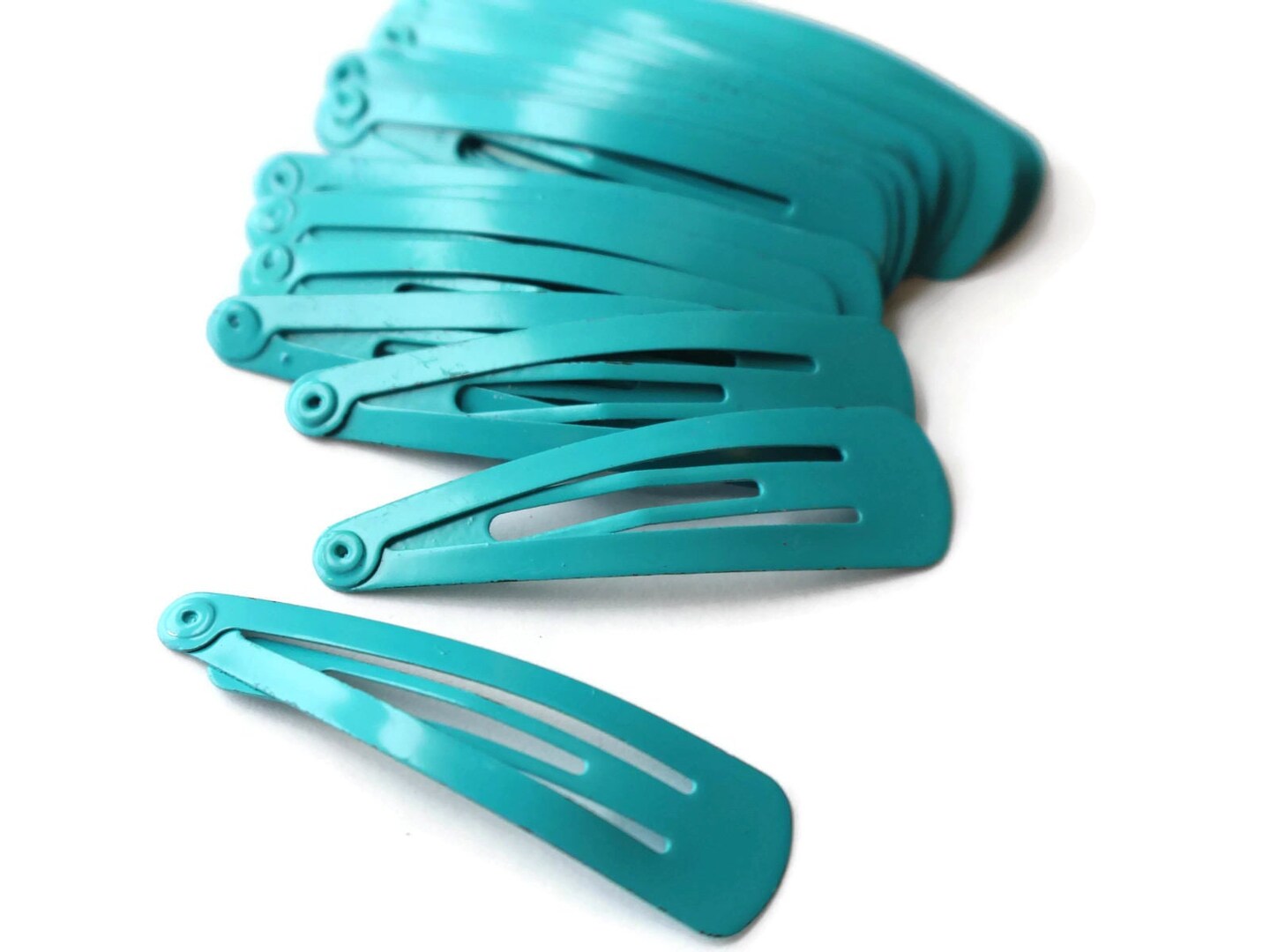 20 47mm Cyan Blue Barrettes Hair Decor Barrette Blanks Iron Clips Snap