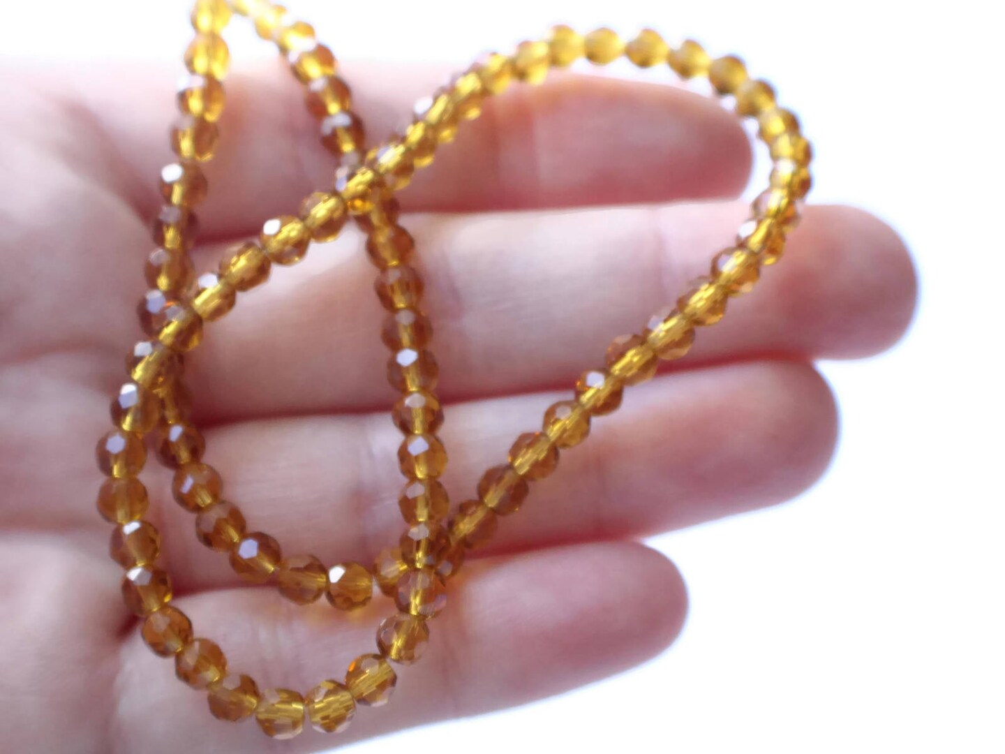 4mm Brown Faceted Round Glass Beads
