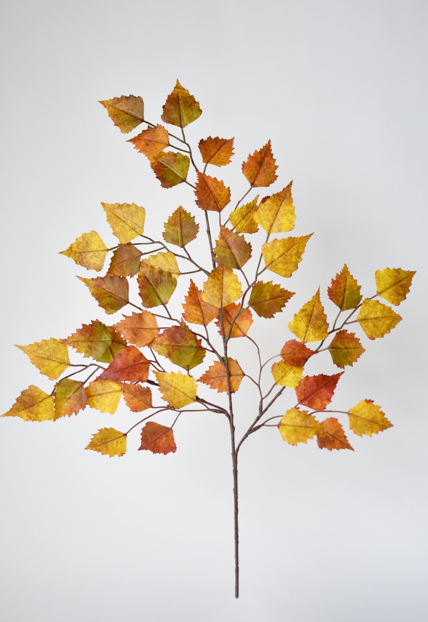 26&#x22; Faux Birch Leaf Stem Orange / Mustard / Yellow