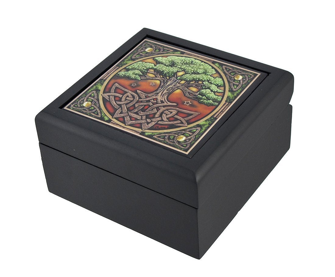 Lisa Parker Celtic Tree of Life Art Tile Trinket Jewelry Keepsake Box
