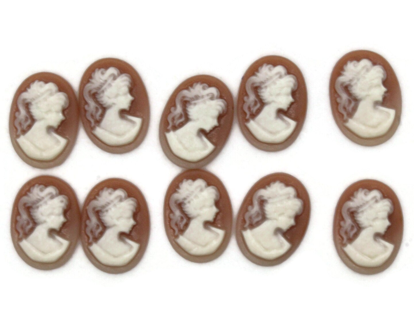 10 18mm x 13mm Two Tone Pink Resin Greek Womans Face Cameo Cabochons