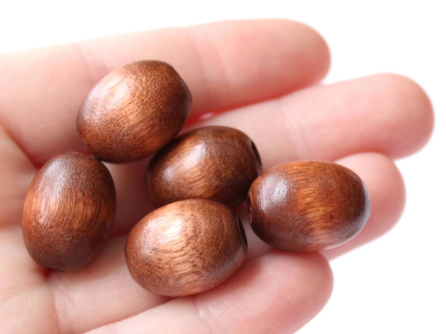 12 18mm x 14mm Oval Beads Brown Wood Beads Vintage Wooden Macrame Beads