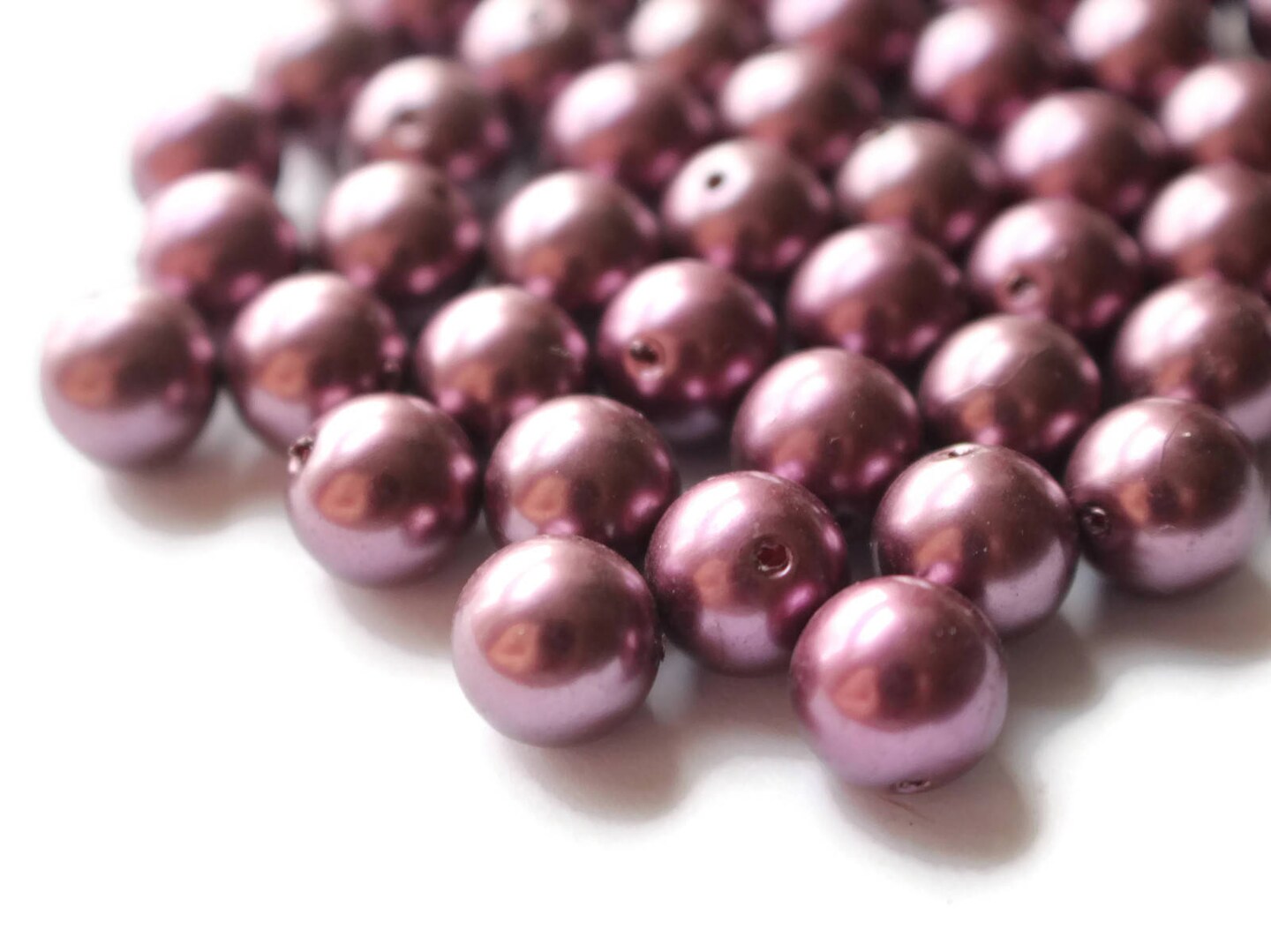 60 10mm Dark Purple Round Faux Pearls Plastic Beads