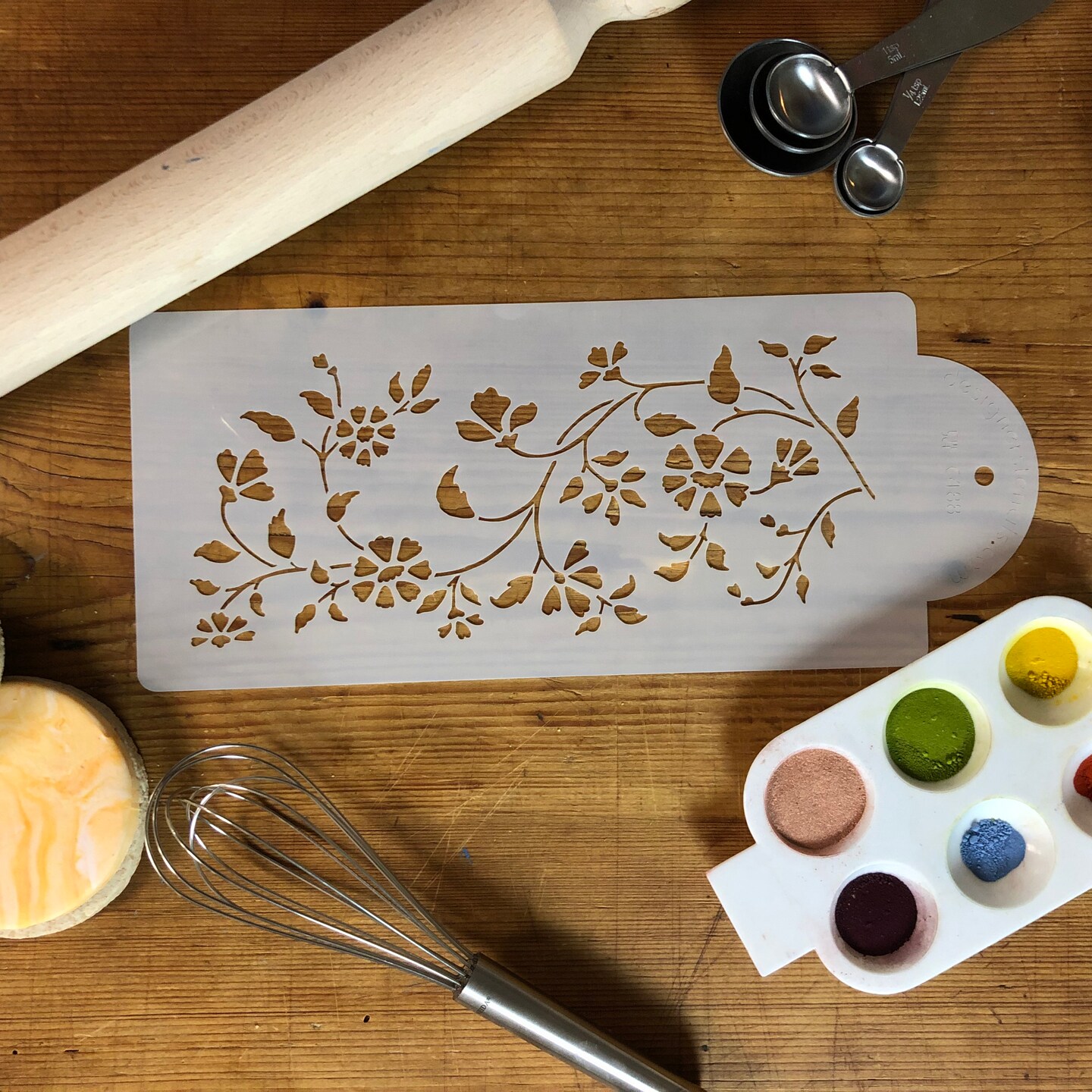 Chintz Floral Cake Stencil Side | C488 by Designer Stencils | Cake Decorating Tools | Baking Stencils for Royal Icing, Airbrush, Dusting Powder | Reusable Plastic Food Grade Stencil for Cakes | Easy to Use &#x26; Clean Cake Stencil
